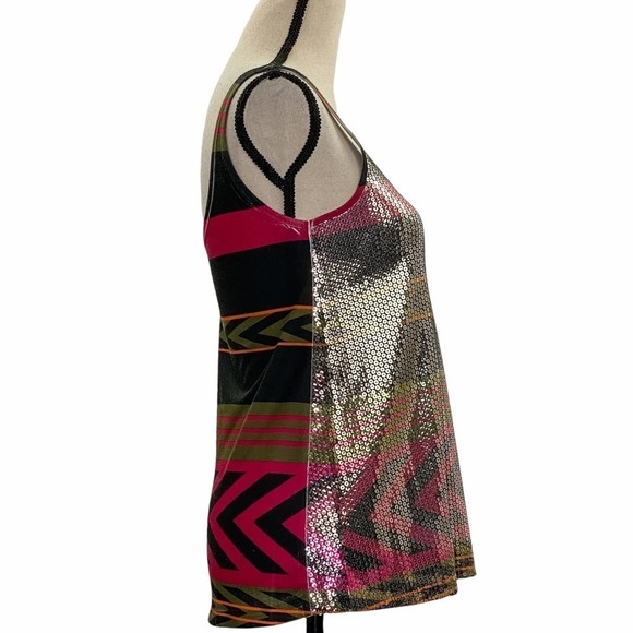CHARLOTTE Russe Multicolored Aztec Print Sequined Front Tank Top - Picture 4 of 12